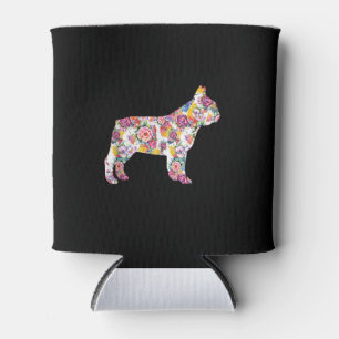 Enfriador De Latas patrón de flor de bulldog francés  regalo de perro