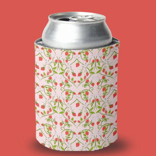 Enfriador De Latas Patrón de flor de fresa en acuarela