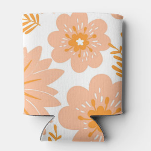 Enfriador De Latas Patrón de flor del Naranja de Fuzz de color rosa d