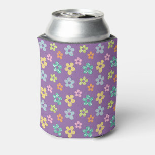 Enfriador De Latas Patrón de flor punteada morada linda