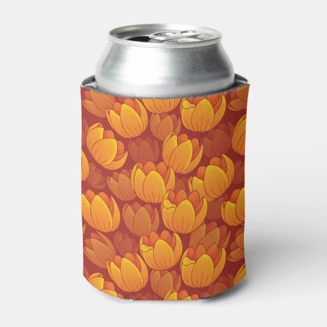 Enfriador De Latas Patrón de flores doradas (Lata Anverso)
