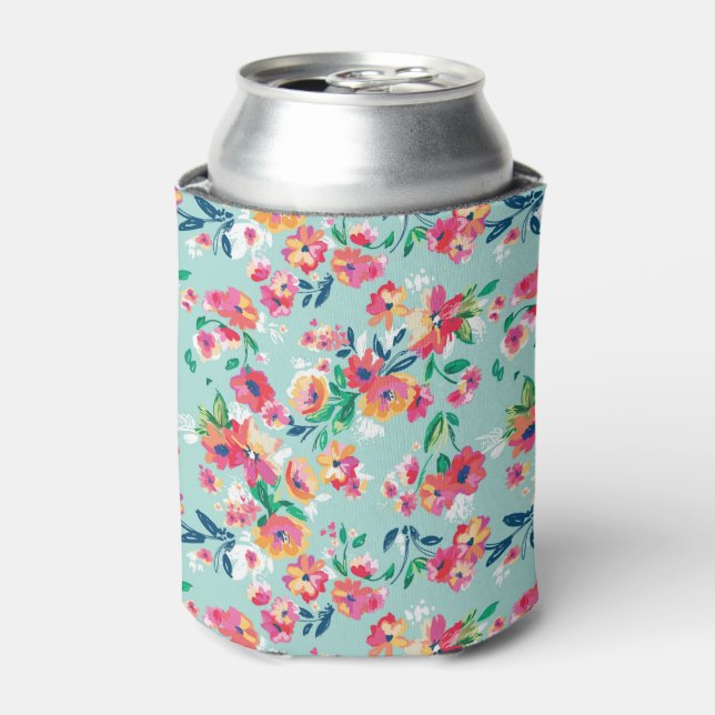 Enfriador De Latas Patrón de flores pintadas (Lata Anverso)