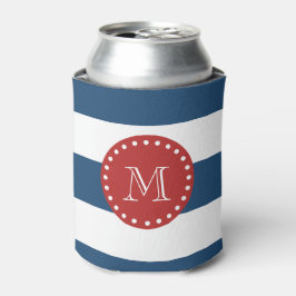 Enfriador De Latas Patrón de franjas blancas azules de la marina, mon