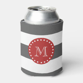 Enfriador De Latas Patrón de franjas blancas grises de carbón, monogr