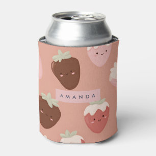 Enfriador De Latas Patrón de fresa de chocolate Kawaii personalizado