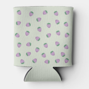 Enfriador De Latas Patrón de Fresa Morada sobre Fondo Verde
