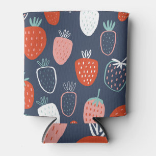 Enfriador De Latas Patrón de fresa, textura infantil escandinava.