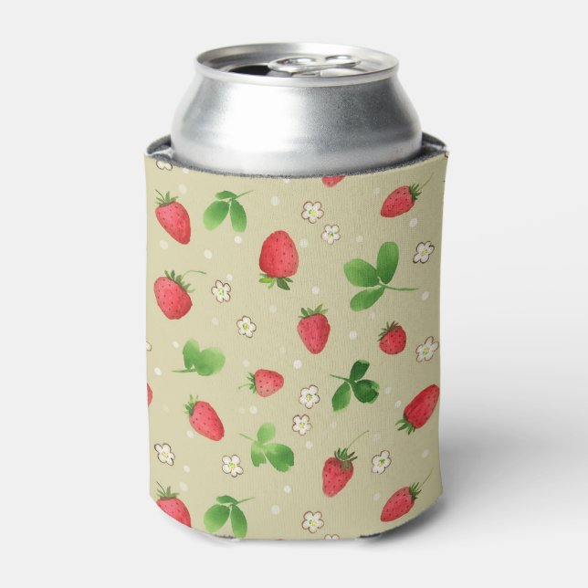 Enfriador De Latas Patrón de fresas acuarelas (Lata Anverso)