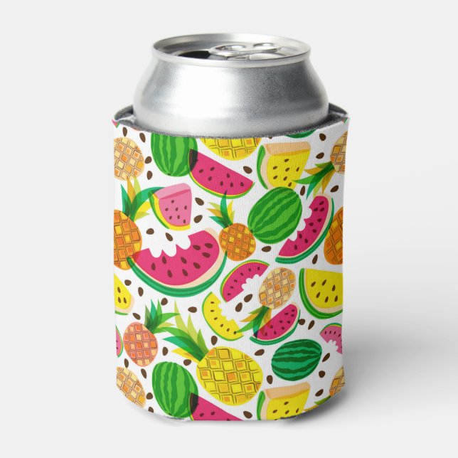Enfriador De Latas Patrón de frutas tropicales rojas y amarillas (Lata Anverso)