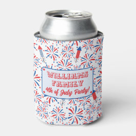 Enfriador De Latas Patrón de fuegos artificiales del Día de la Indepe
