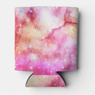 Enfriador De Latas Patrón de galaxia rosa y rojo