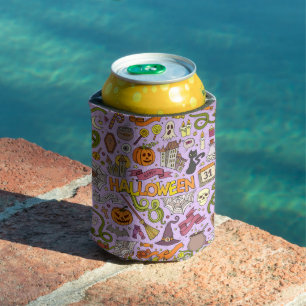 Enfriador De Latas Patrón de garabatos de Halloween adorable