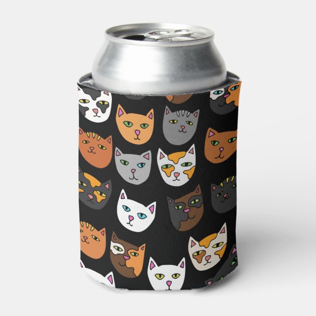 Enfriador De Latas Patrón de gatitos en todas partes (Lata Anverso)
