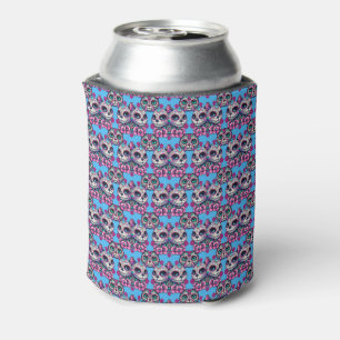 Enfriador De Latas Patrón de gato de cráneo de azúcar colorido