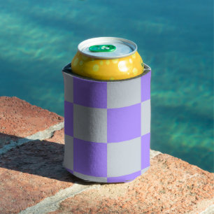 Enfriador De Latas Patrón de Gingham de Purple Checkered