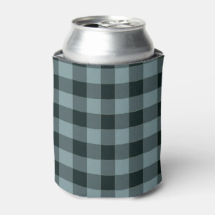 Enfriador De Latas Patrón de Gingham negro azul