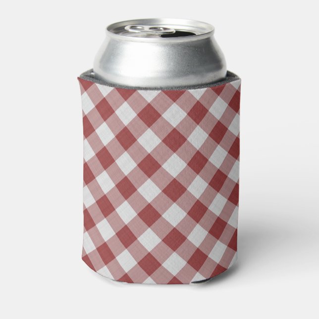 Enfriador De Latas patrón de gingham rojo (Reverso de la lata)