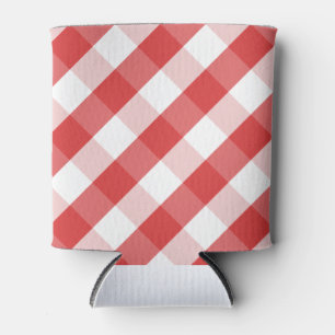Enfriador De Latas Patrón de gingham rojo y blanco