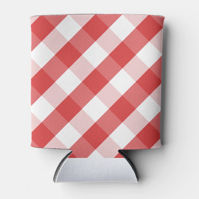 Enfriador De Latas Patrón de gingham rojo y blanco (Anverso)