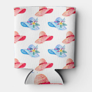 Enfriador De Latas Patrón De Gorras De Verano Azul Y Rojo