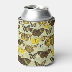 Enfriador De Latas Patrón de gráfico de polillas de mariposa vintage
