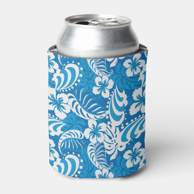 Enfriador De Latas Patrón de Hibiscus Tropical (Lata Anverso)