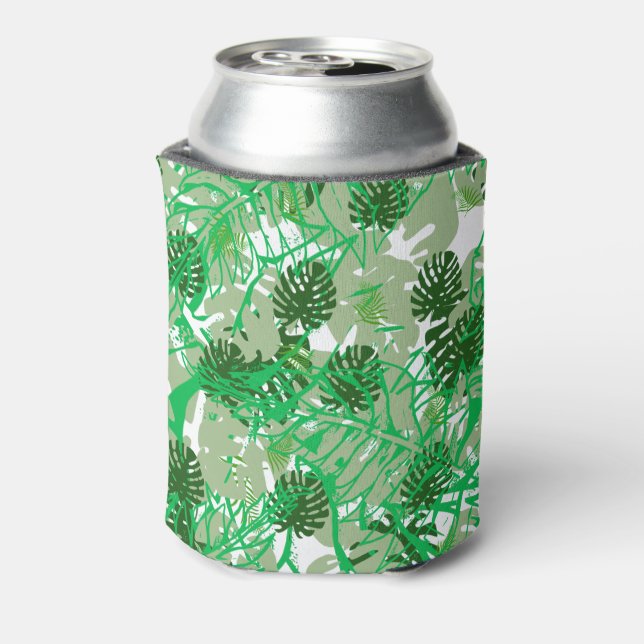 Enfriador De Latas Patrón de hoja de palma verde (Reverso de la lata)