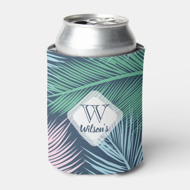 Enfriador De Latas patrón de hojas de palmera florales y tropicales p (Lata Anverso)