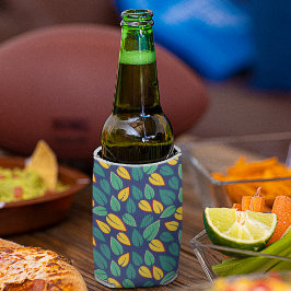 Enfriador De Latas Patrón de hojas verdes y amarillas