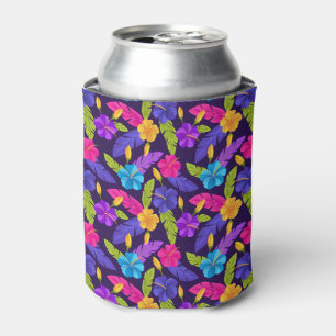 Enfriador De Latas Patrón de Hojas y Flores Tropicales-23857