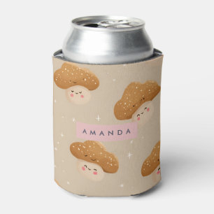 Enfriador De Latas Patrón de hongo sonriente lindo personalizado