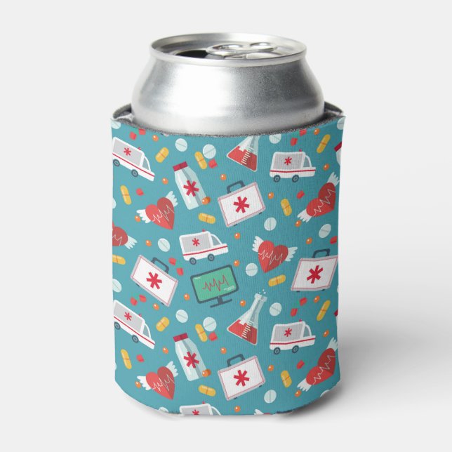 Enfriador De Latas Patrón de iconos médicos (Lata Anverso)
