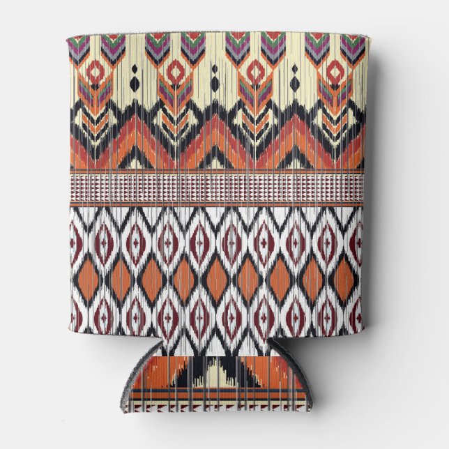 Enfriador De Latas Patrón de ikat: diseño geométrico étnico. (Anverso)