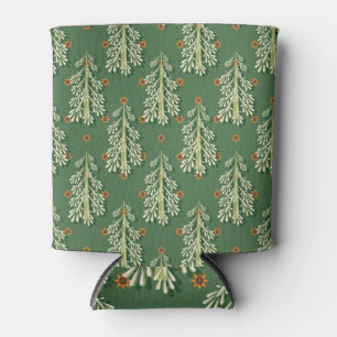 Enfriador De Latas Patrón de Ilustracion de árboles de Navidad vintag