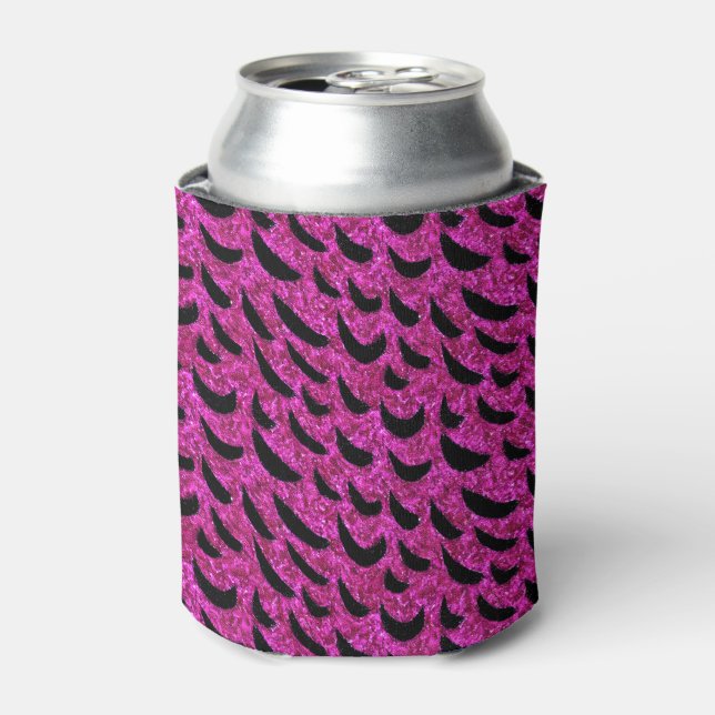Enfriador De Latas Patrón de impresión de animales de Purpurina negro (Lata Anverso)