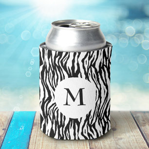 Enfriador De Latas Patrón de impresión de cebra blanca negra en negri