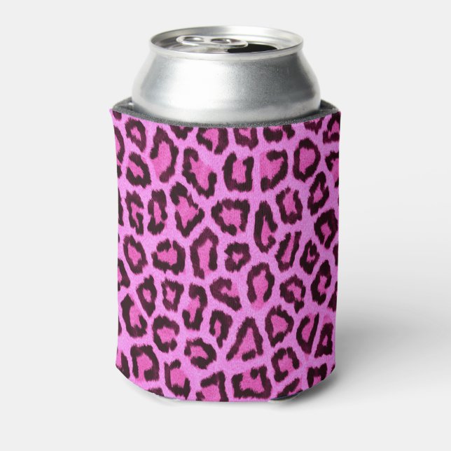Enfriador De Latas Patrón de impresión de leopardo rosa (Reverso de la lata)