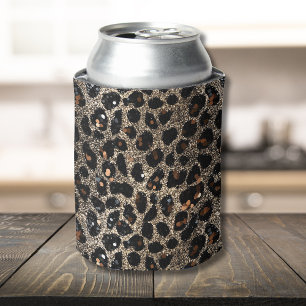 Enfriador De Latas Patrón de leopardo dorado negro marrón brillo de l
