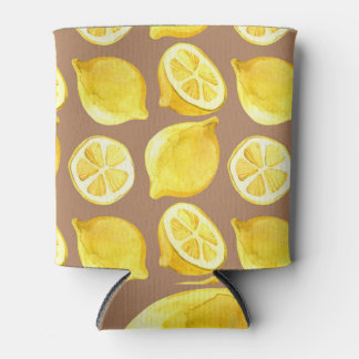 Enfriador De Latas Patrón de limón de acuarela sin foco, vibrante.