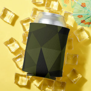 Enfriador De Latas Patrón de malla geométrica verde negro del ejércit