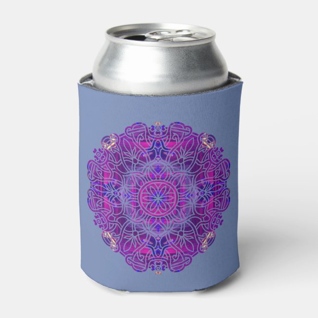 Enfriador De Latas Patrón de Mandala rosa y púrpura (Lata Anverso)