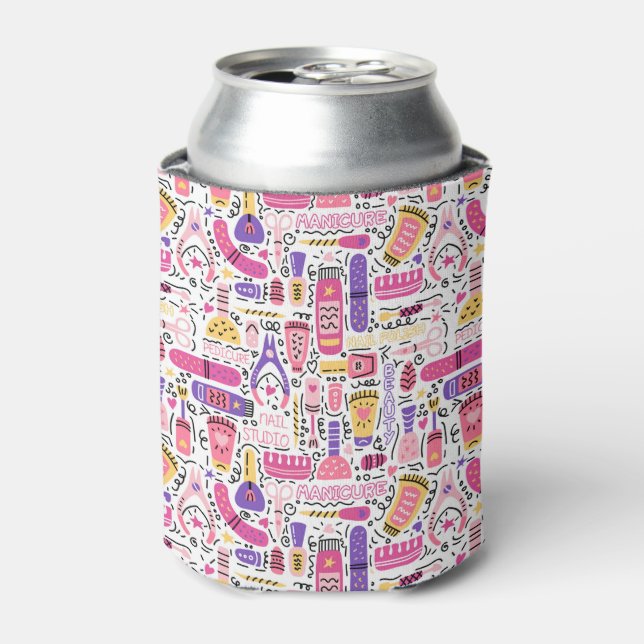 Enfriador De Latas Patrón de manicura de Doodle Cute (Lata Anverso)