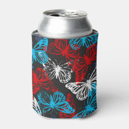 Enfriador De Latas Patrón de mariposa patriótica azul y blanco rojo