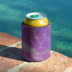 Enfriador De Latas Patrón de mármol rosa, púrpura y plateado