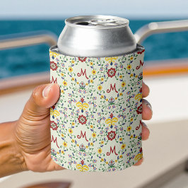 Enfriador De Latas Patrón de monograma escandinavo Rosemaling Nordic