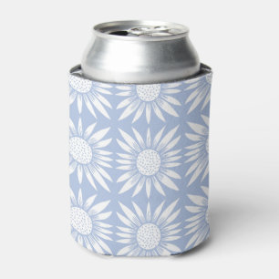 Enfriador De Latas Patrón de mosaico de girasol blanco azul