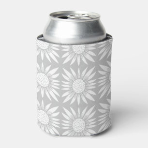 Enfriador De Latas Patrón de mosaico de girasol Blanco gris