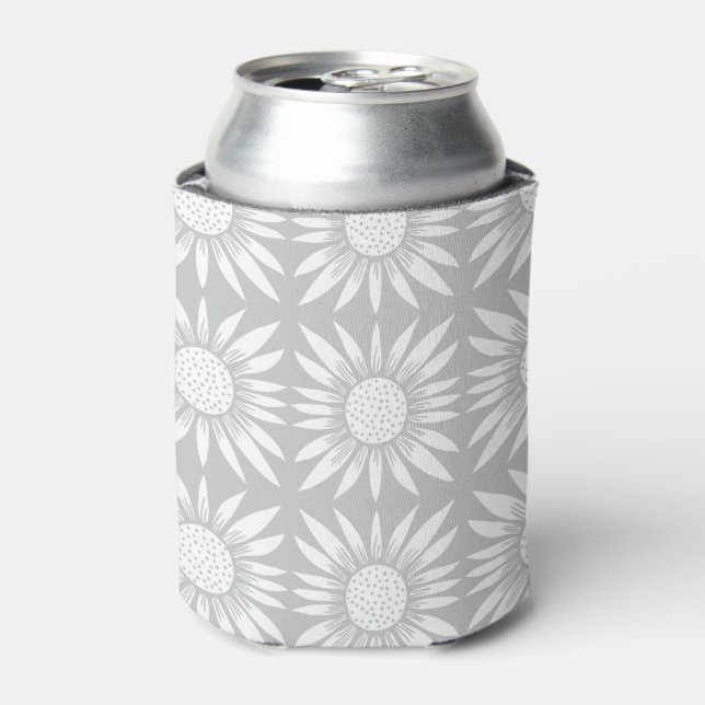Enfriador De Latas Patrón de mosaico de girasol Blanco gris (Lata Anverso)