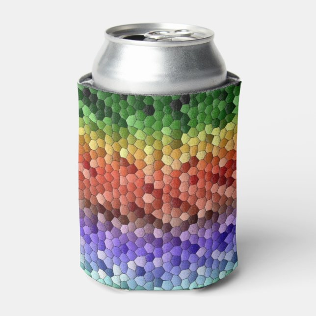 Enfriador De Latas Patrón de mosaico del arco iris (Lata Anverso)