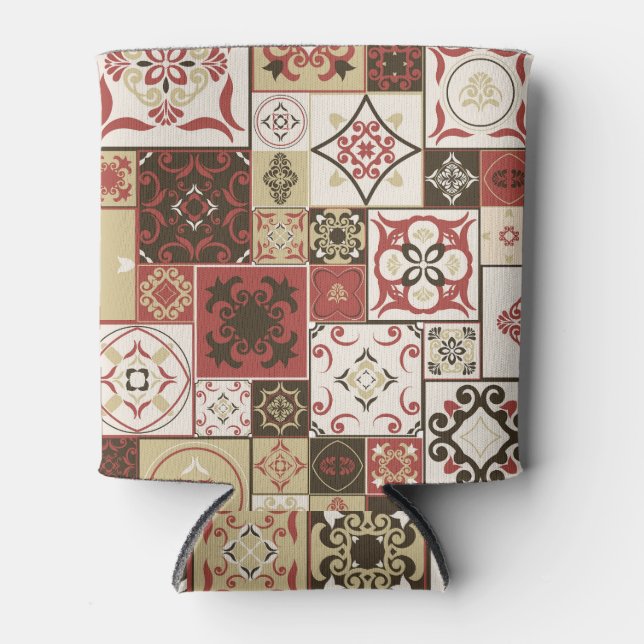 Enfriador De Latas Patrón de mosaico marroquí de Marsala de moda (Anverso)